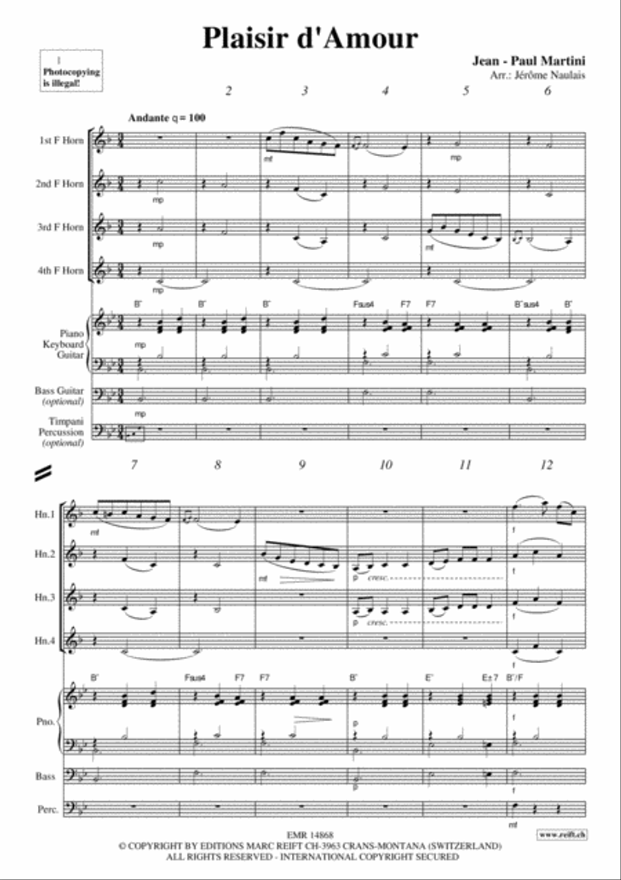 Plaisir d'Amour Horn scores gallery preview page 3