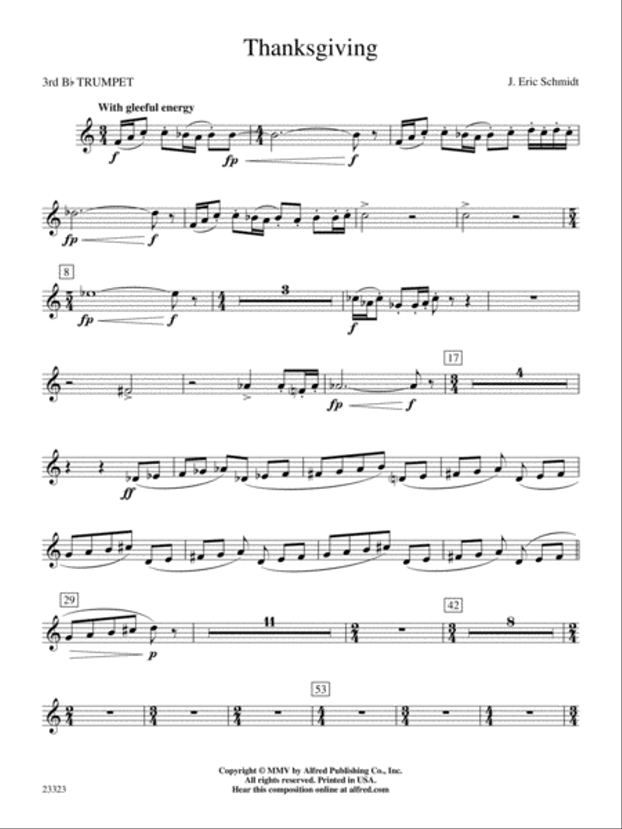 Thanksgiving: 3rd B-flat Trumpet