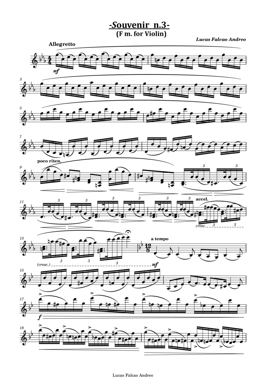 Souvenir N.3 for violin Violin Solo scores gallery preview page 1
