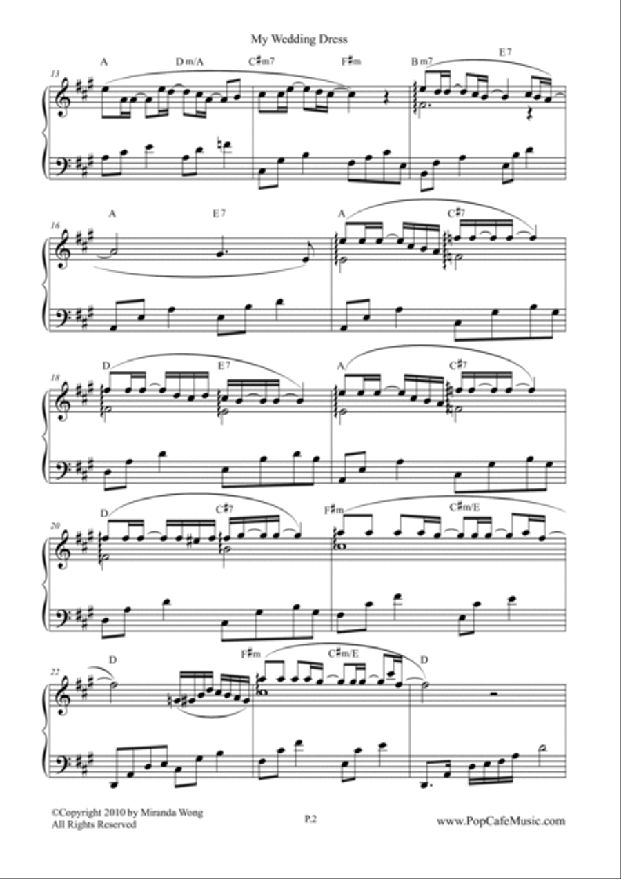 My Wedding Dress - Wedding Piano Music 4-Part scores gallery preview page 2