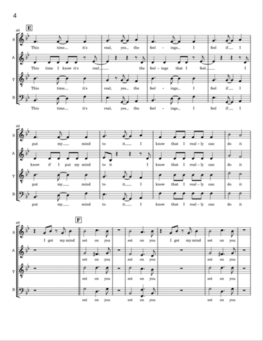 Got My Mind Set On You 4-Part scores gallery preview page 4
