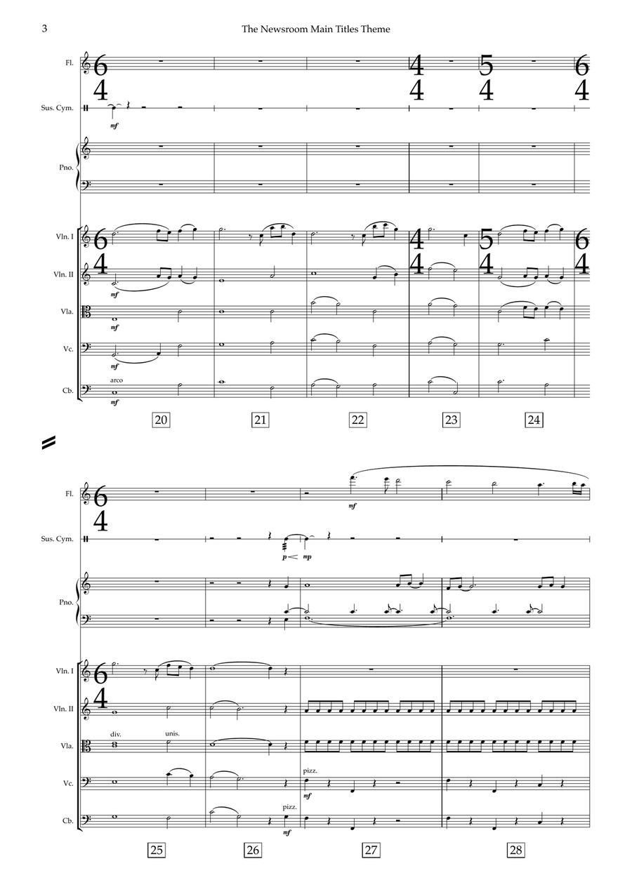 The Newsroom Main Titles Theme Chamber Orchestra scores gallery preview page 4