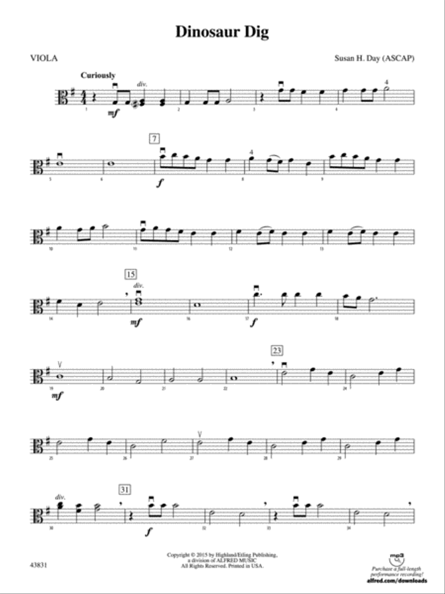 Dinosaur Dig: Viola Dinosaur Dig: Viola String Orchestra scores gallery preview page 1