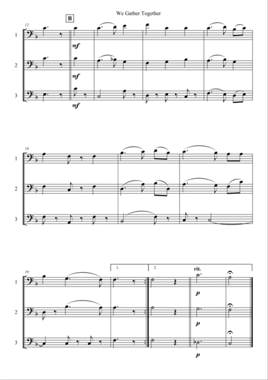 We Gather Together Trombone Solo scores gallery preview page 2