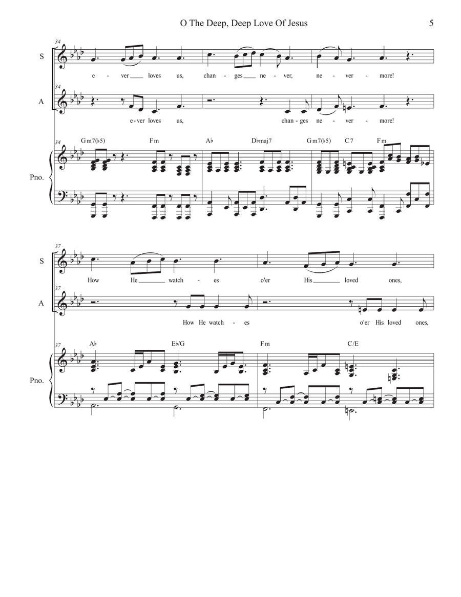 O The Deep, Deep Love Of Jesus (Duet for Soprano and Alto solo) Alto Voice scores gallery preview page 6