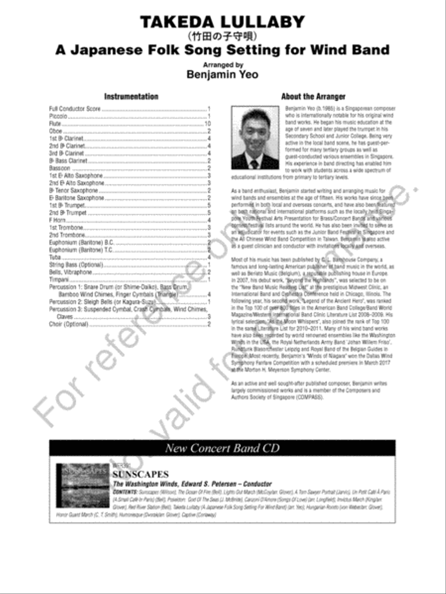 Takeda Lullaby Concert Band scores gallery preview page 3