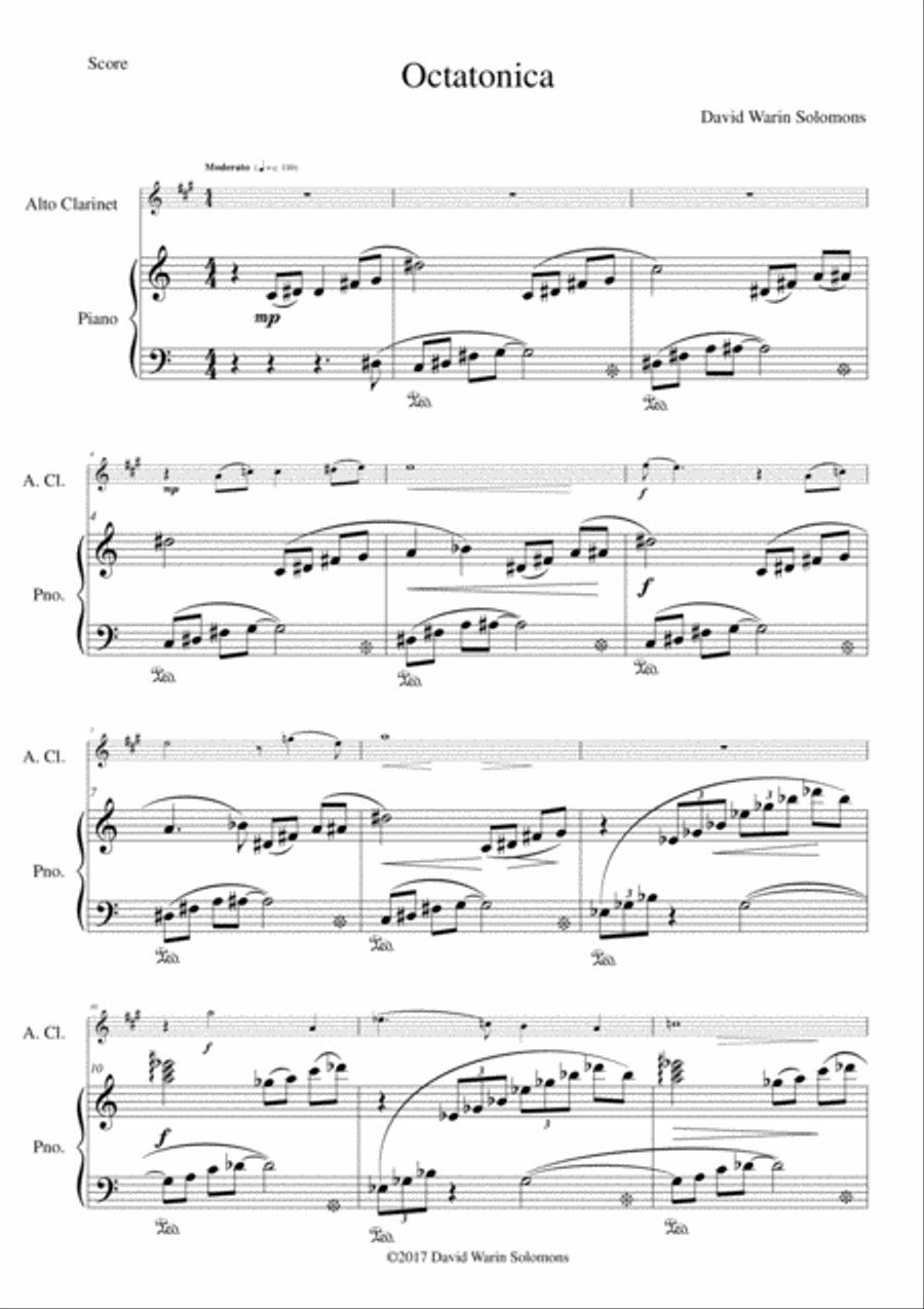Octatonica for alto clarinet and piano Clarinet scores gallery preview page 1