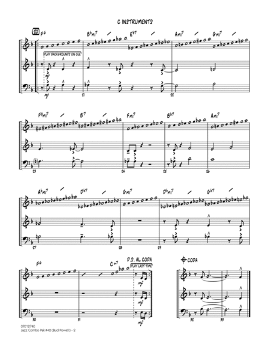 Jazz Combo Pak #42 (Bud Powell) - C Instruments Jazz Ensemble scores gallery preview page 2