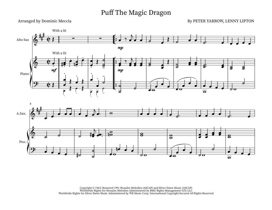 Puff The Magic Dragon Woodwind Duet scores gallery preview page 1