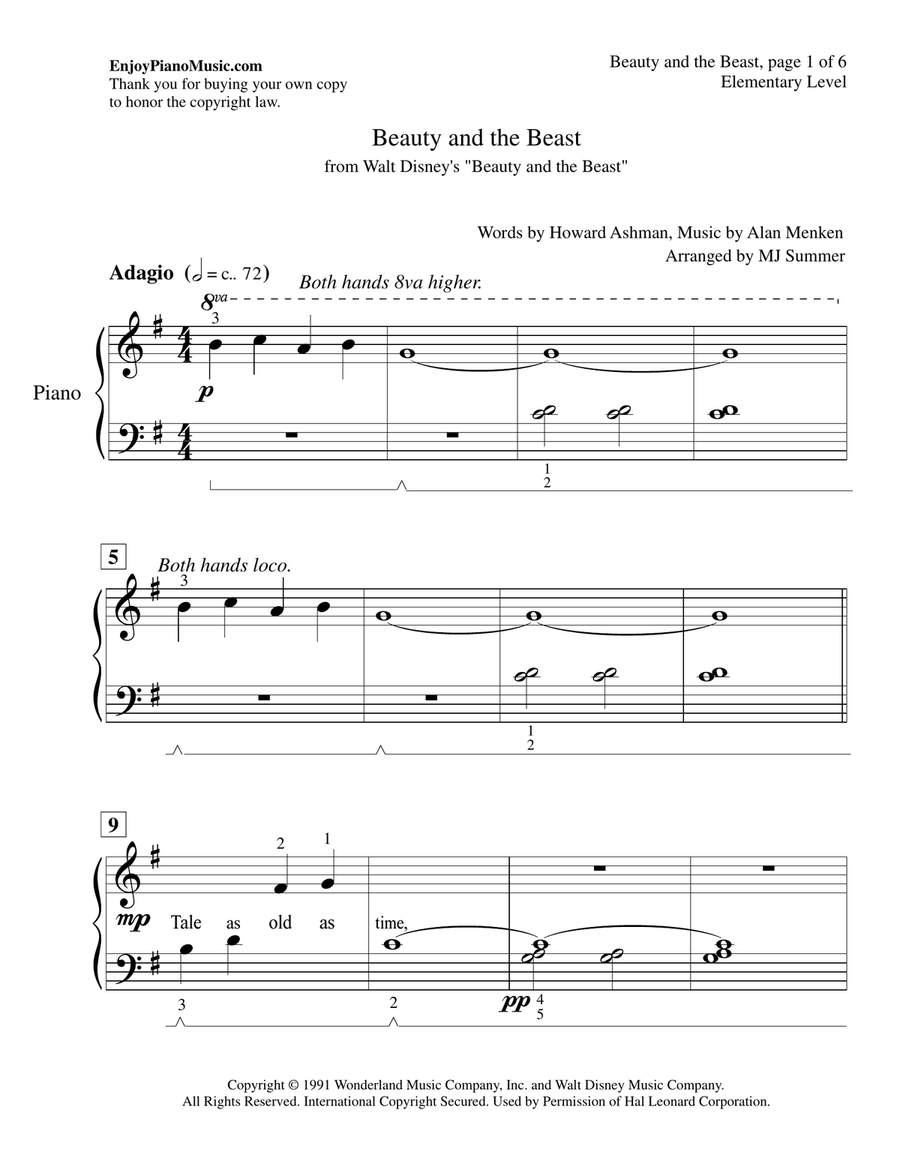 Beauty And The Beast Piano Method scores gallery preview page 2