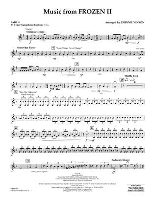 Book cover for Music from Disney's Frozen 2 (arr. Johnnie Vinson) - Pt.4 - Bb Tenor Sax/Bar. T.C.