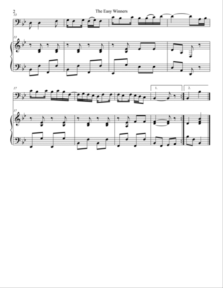 The Easy Winners Duet for Cello and Piano Piano scores gallery preview page 2