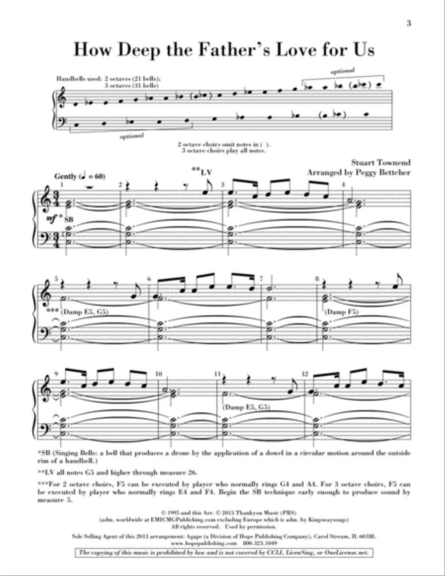 How Deep the Father's Love for Us Handbell Choir scores gallery preview page 3