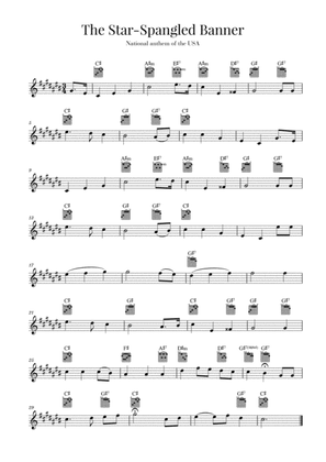 The Star Spangled Banner (National Anthem of the USA) - Guitar - C-sharp major