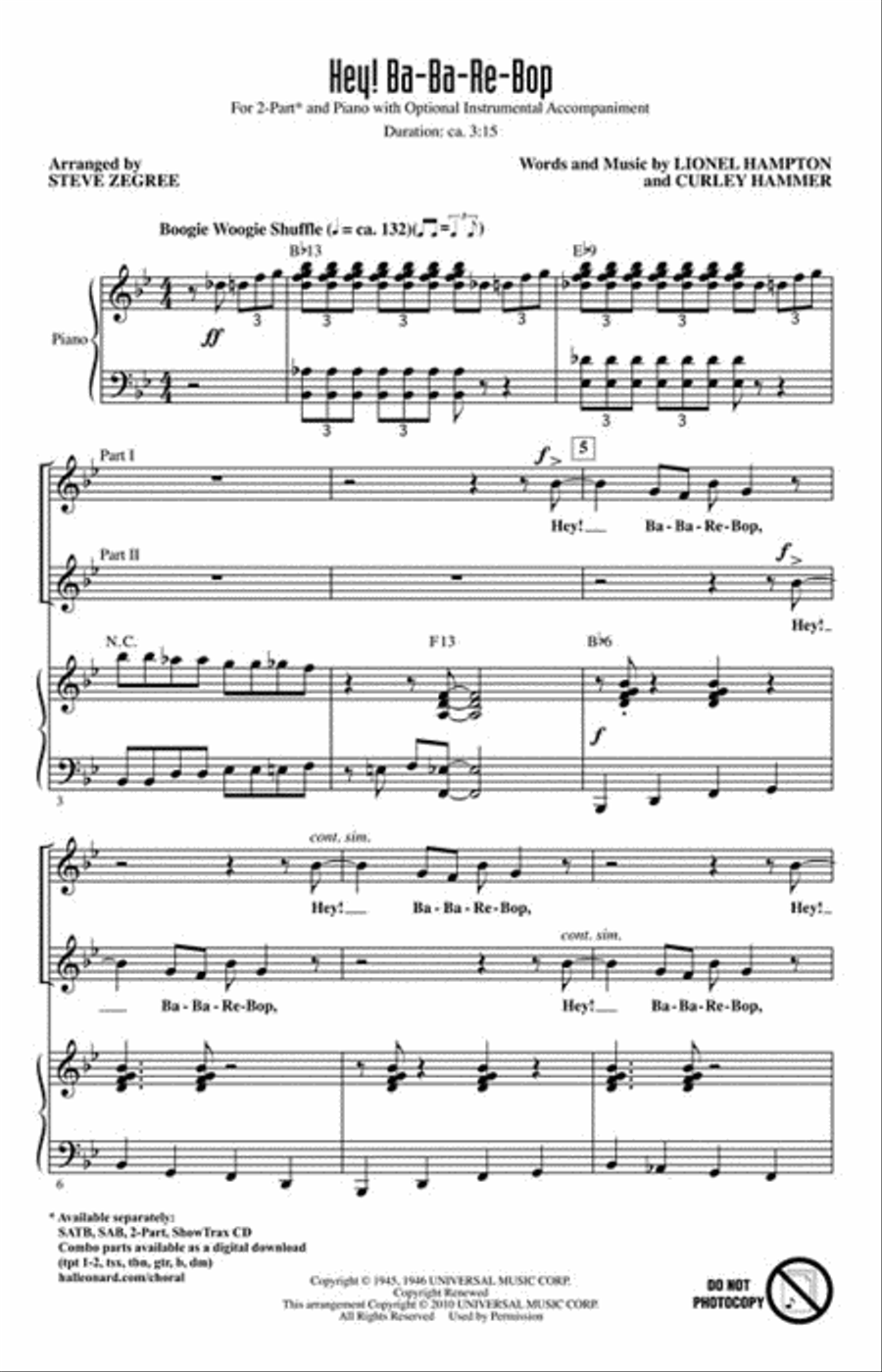 Hey! Ba-ba-re-bop Hey! Ba-ba-re-bop 2-Part scores gallery preview page 2