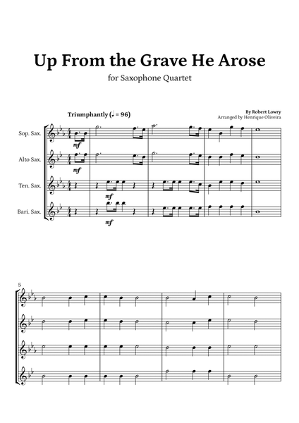 Up From the Grave He Arose (Saxophone Quartet) - Easter Hymn image number null