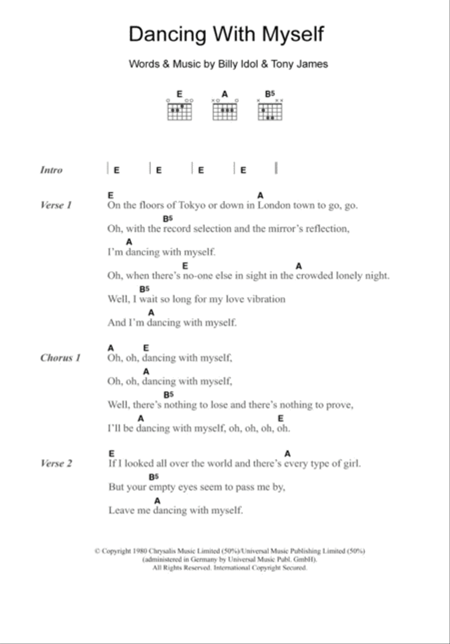 Dancing With Myself Dancing With Myself Electric Guitar scores gallery preview page 1