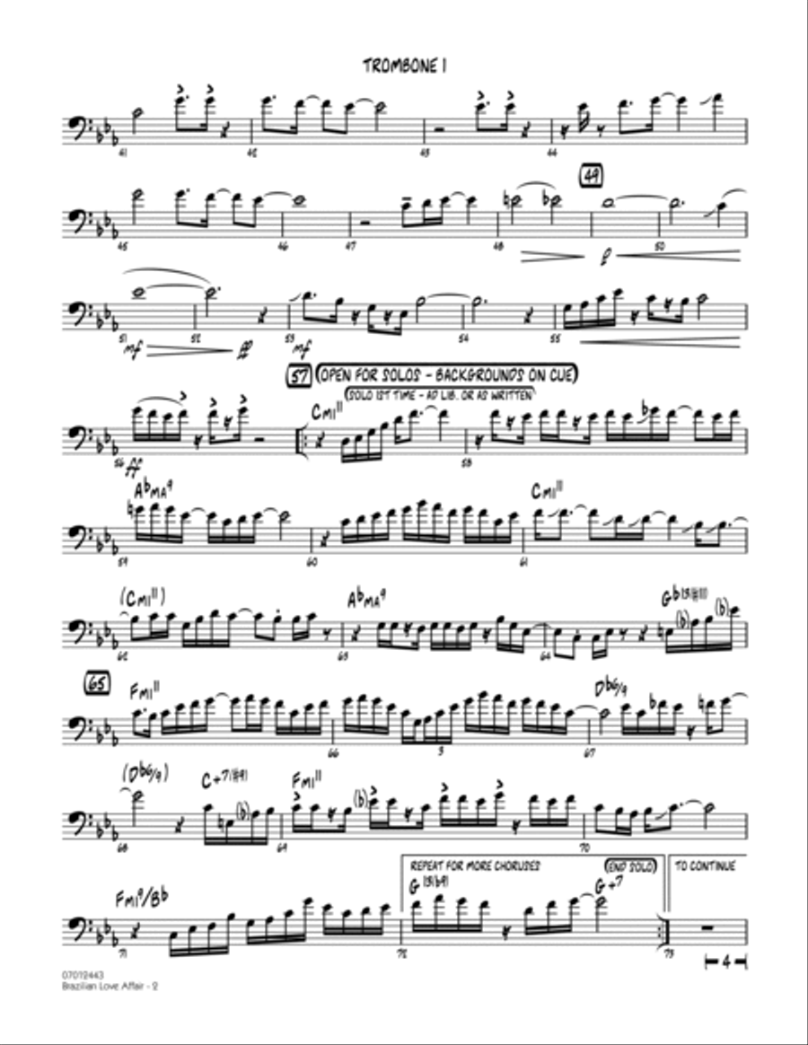 Brazilian Love Affair - Trombone 1 Trombone scores gallery preview page 2
