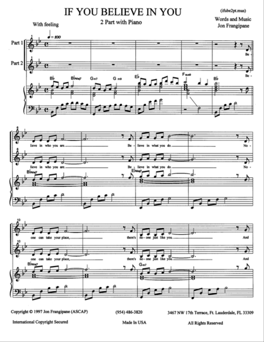 if You Believe In You Choir scores gallery preview page 1