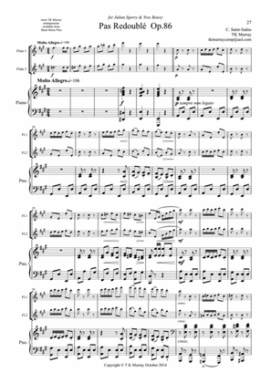 Saint-Saens - Pas Redouble Op.86 - 2 Flutes, Flute Duo, Flute Group & Piano