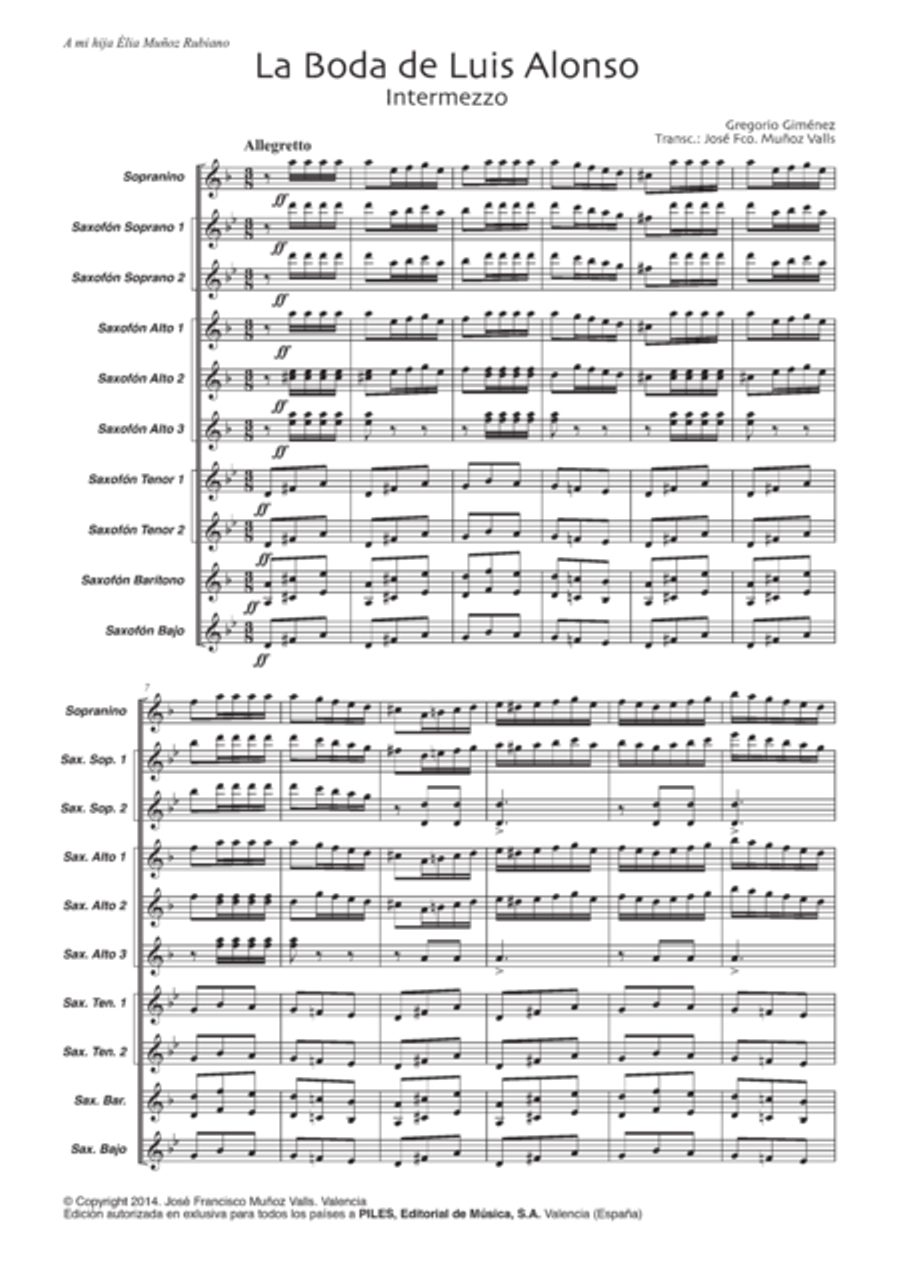 La Boda de Luis Alonso Intermezzo Saxophone scores gallery preview page 2