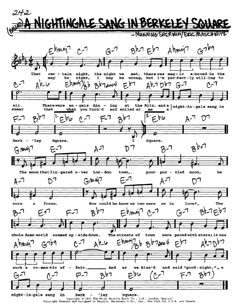 A Nightingale Sang In Berkeley Square Voice scores gallery preview page 1