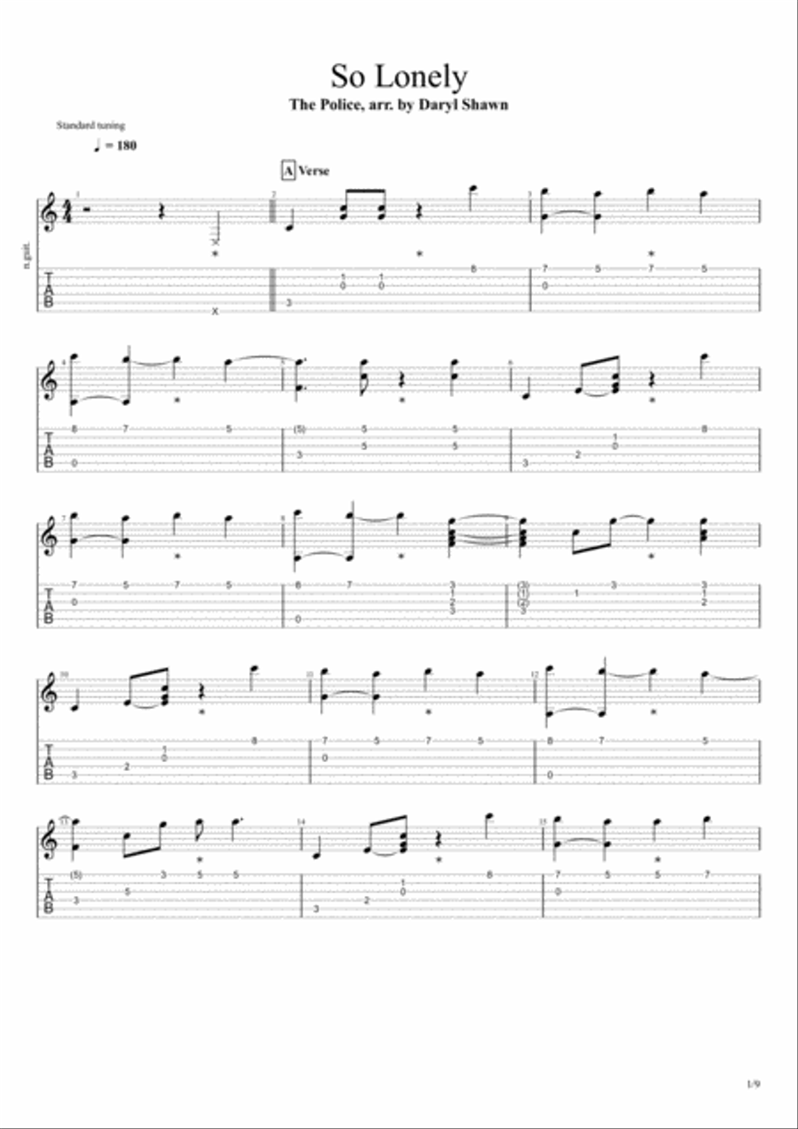 So Lonely So Lonely Electric Guitar scores gallery preview page 1