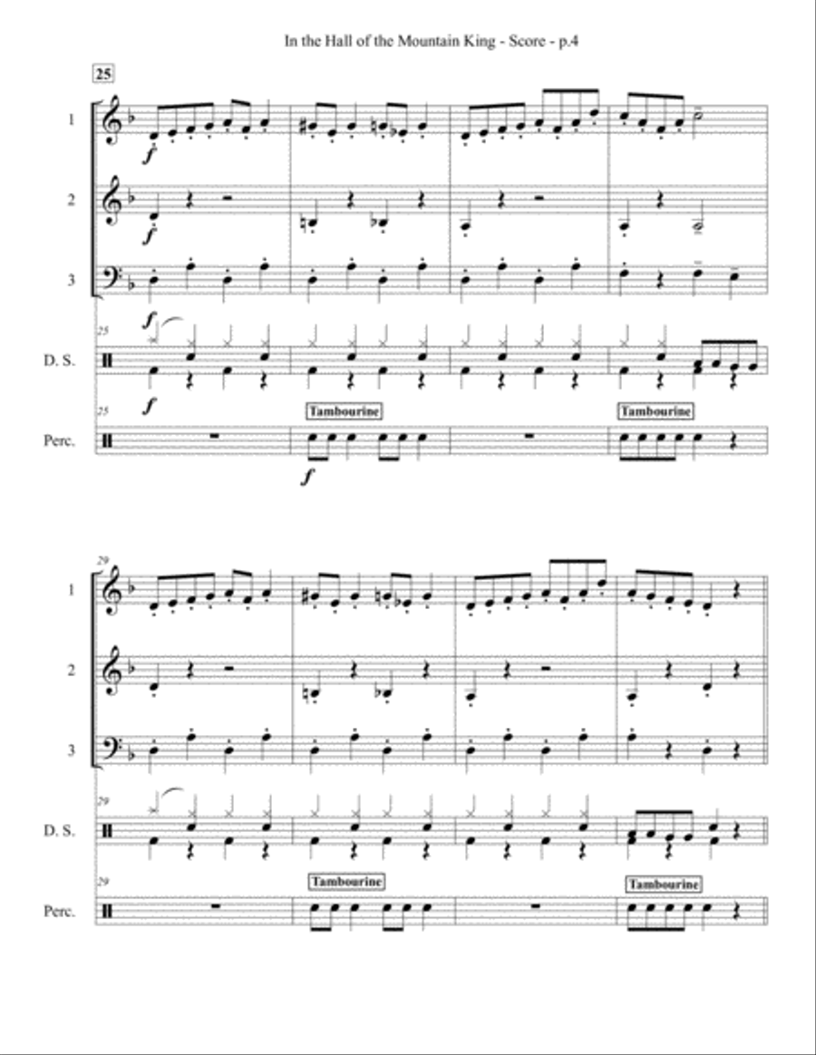 In the Hall of the Mountain King - 3-part Woodwind and/or Brass Ensemble with Optional Percussion - 3-Part scores gallery preview page 5