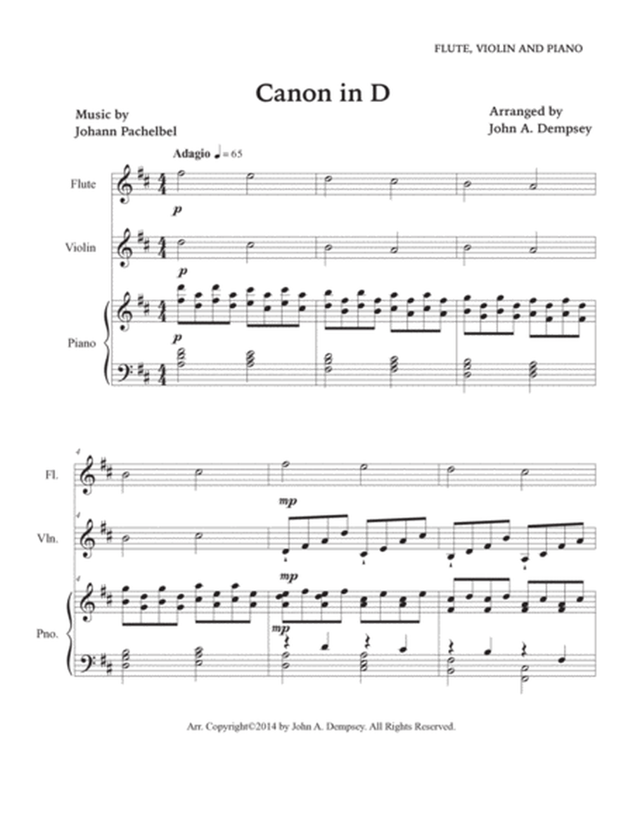 Canon in D (Trio for Flute, Violin and Piano) image number null