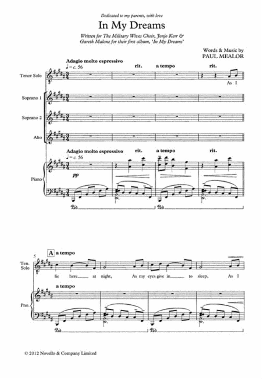 In My Dreams SSA scores gallery preview page 2