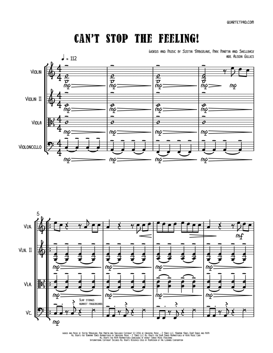 Can't Stop The Feeling from TROLLS String Trio scores gallery preview page 1