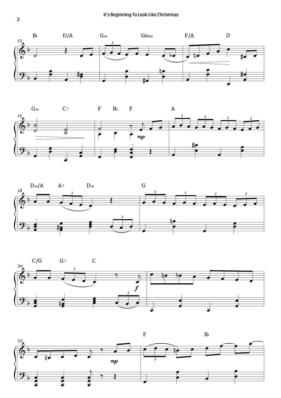It's Beginning To Look Like Christmas Piano Solo scores gallery preview page 2