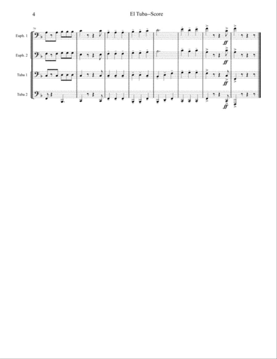 El Tuba - Tuba/Euphonium Quartet Brass Ensemble scores gallery preview page 4