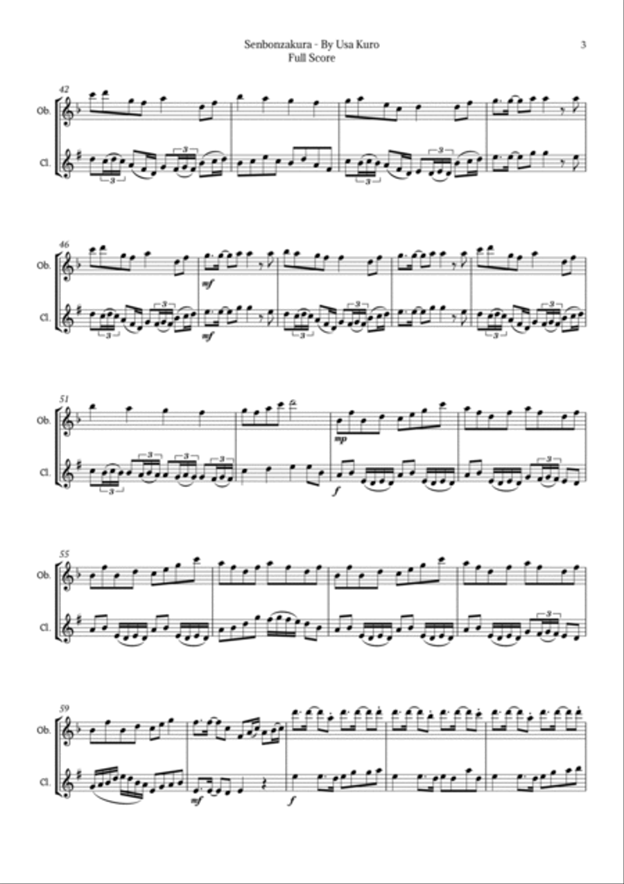Senbonzakura Woodwind Duet scores gallery preview page 3