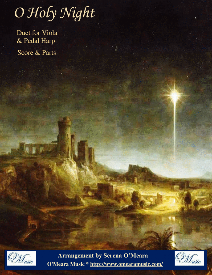 O Holy Night, Duet for Viola & Pedal Harp by Adolphe-Charles Adam String Duet - Digital Sheet Music