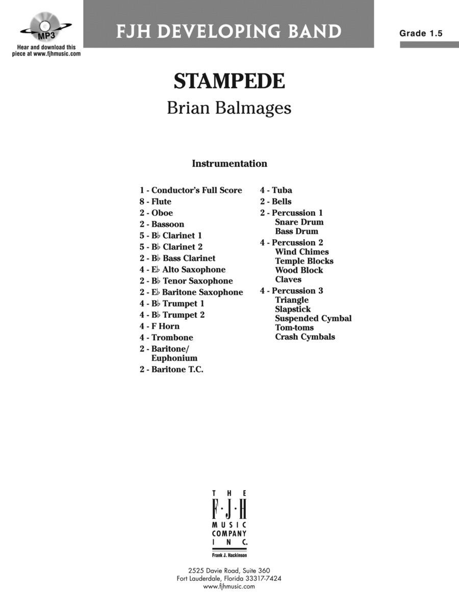 Stampede: Score Stampede: Score Concert Band scores gallery preview page 1