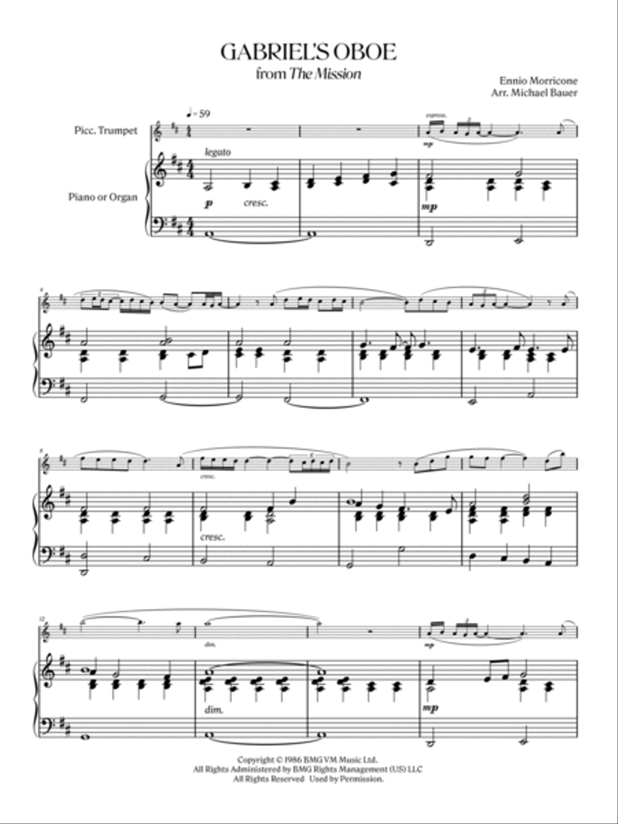 Gabriel's Oboe Piccolo Trumpet scores gallery preview page 2