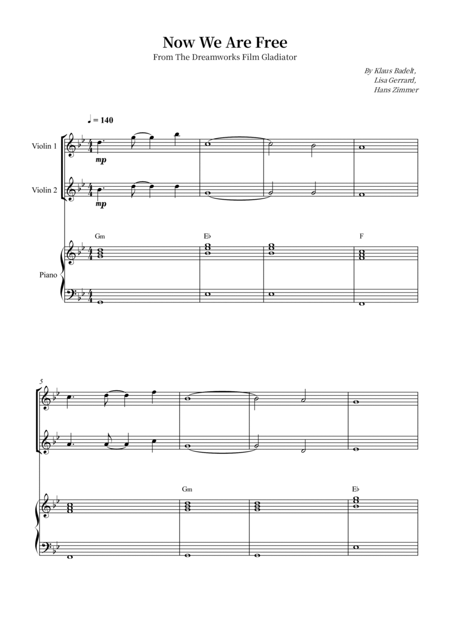 Now We Are Free Now We Are Free String Duet scores gallery preview page 1