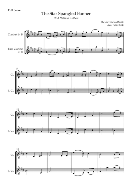 The Star Spangled Banner (USA National Anthem) for Clarinet in Bb & Bass Clarinet in Bb Duo image number null