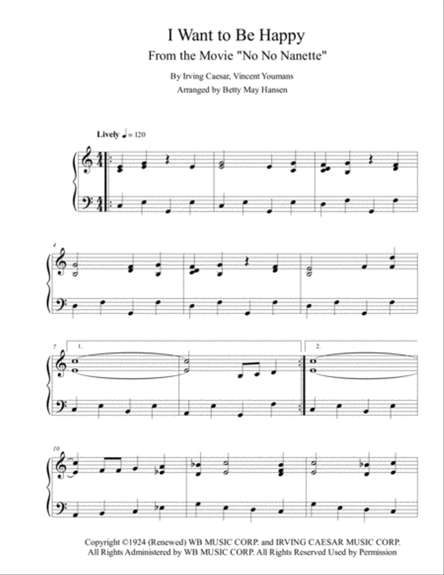 I Want To Be Happy I Want To Be Happy Piano Solo scores gallery preview page 1