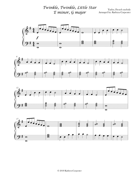 Twinkle, Twinkle Little Star (Intermediate Piano, Minor & Major) image number null