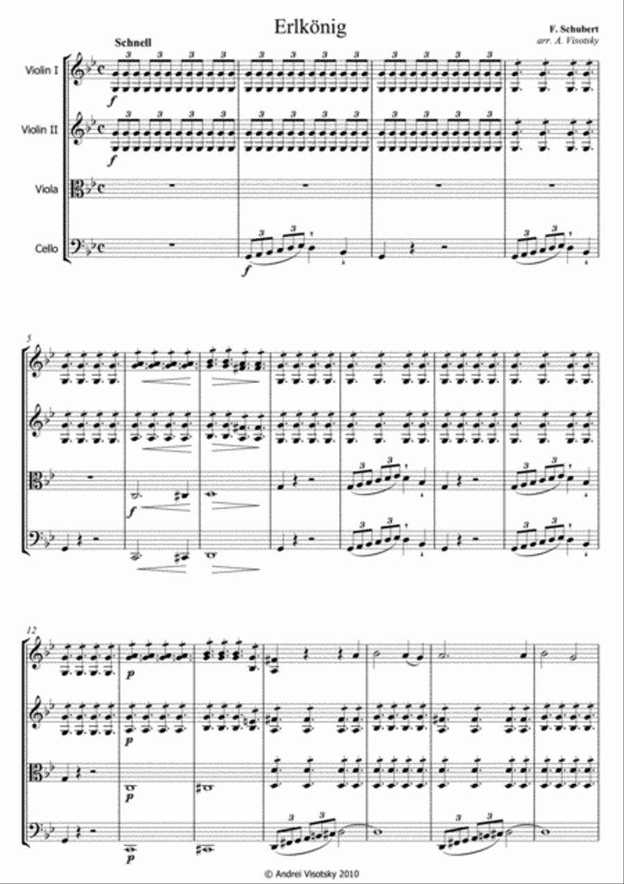 The Erlking - Der Erlkönig String Quartet scores gallery preview page 2
