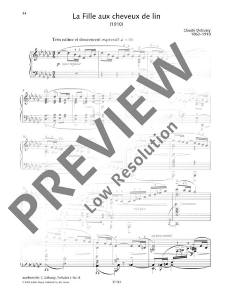 La Fille aux cheveux de lin Piano Solo scores gallery preview page 2