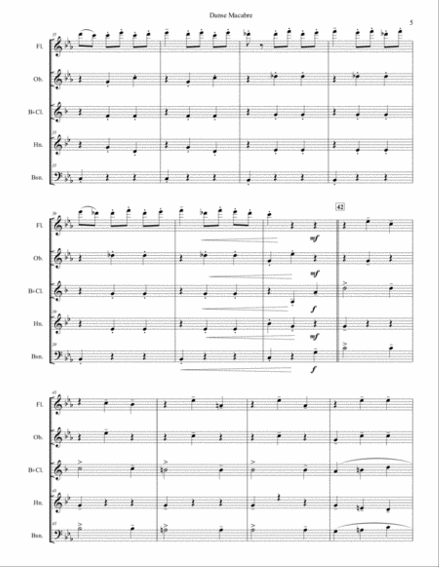 Danse Macabre for Woodwind Quintet Woodwind Quintet scores gallery preview page 5