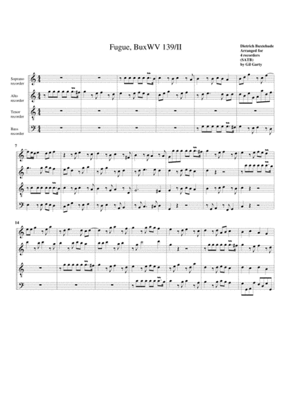 Fugue BuxWV 139/II (arrangement for 4 recorders)