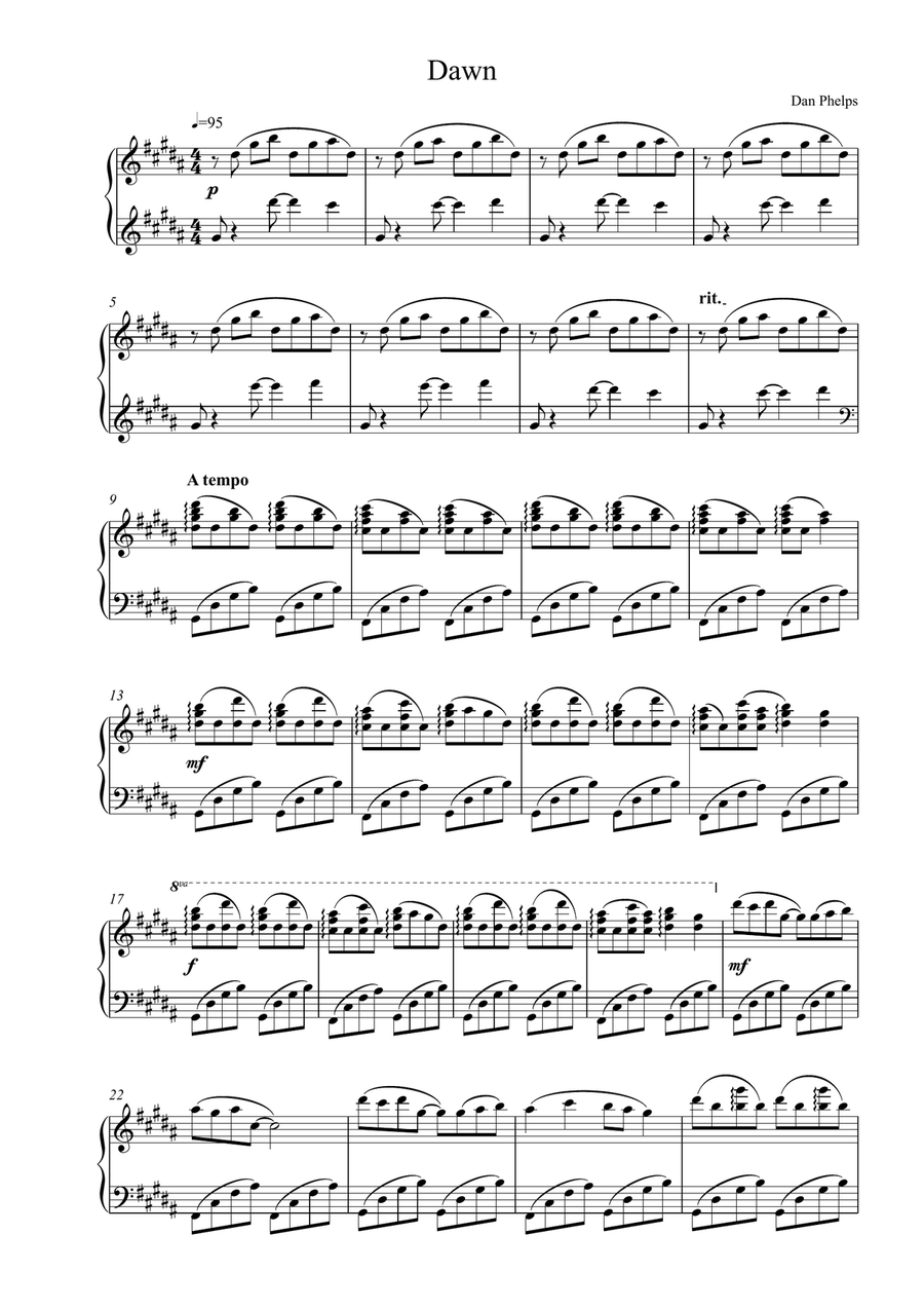 Dawn Piano Solo scores gallery preview page 1
