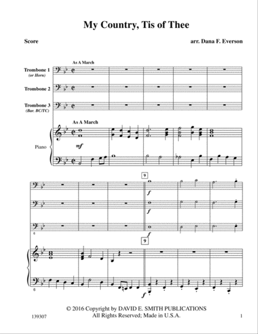 My County Tis Of Thee My County Tis Of Thee Brass Trio scores gallery preview page 2