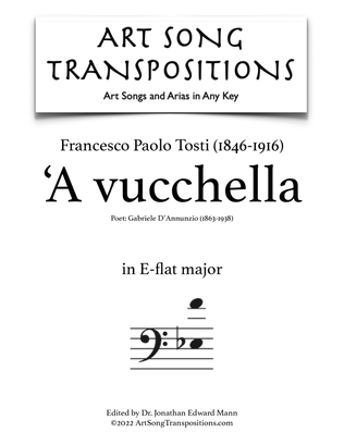 Book cover for TOSTI: 'A vucchella (transposed to E-flat major, bass clef)