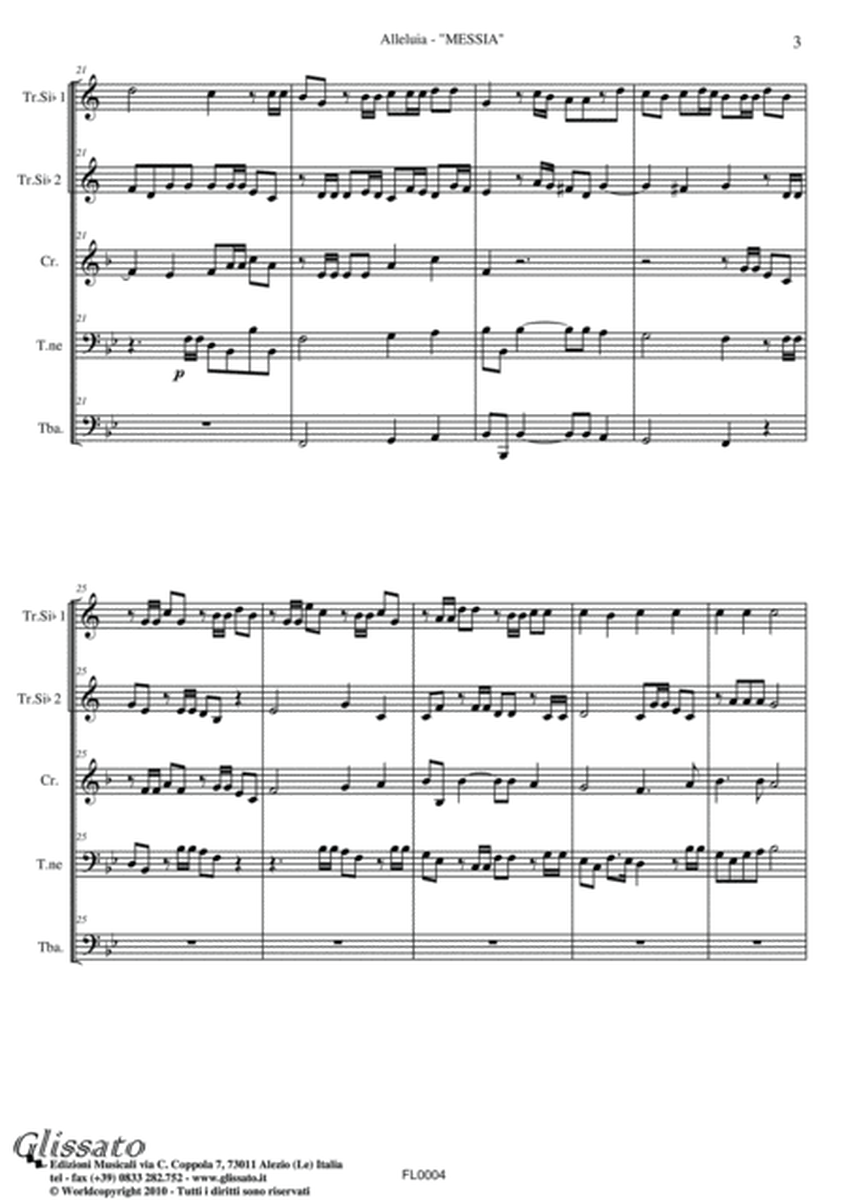Alleluia by Handel for brass quintet/ensemble - score & parts (10) image number null
