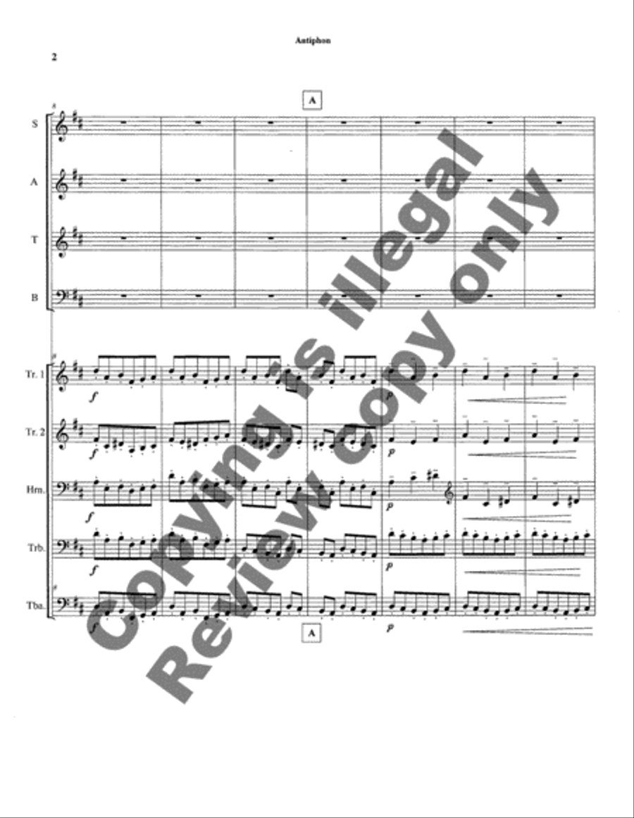 Antiphon (score & instrumental parts for Brass Quintet) Choir scores gallery preview page 9